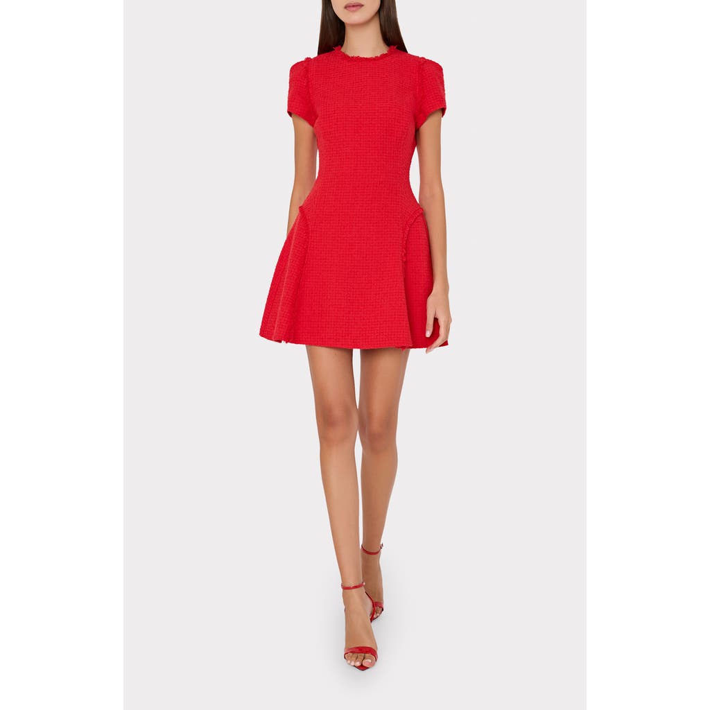 Milly Samara Bouclé Fit & Flare Minidress In Red