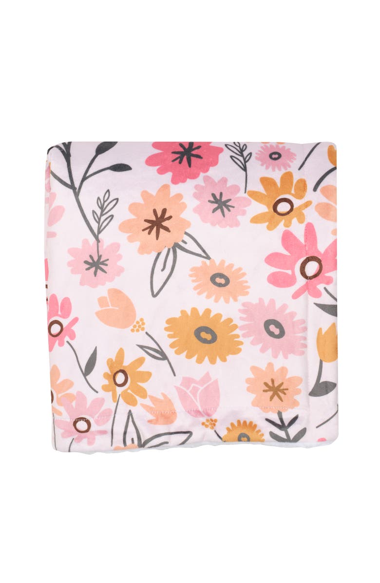 Lambs & Ivy Little Garden Soft Luxurious Floral Warm Fleece Baby Blanket, Alternate, color, Pink