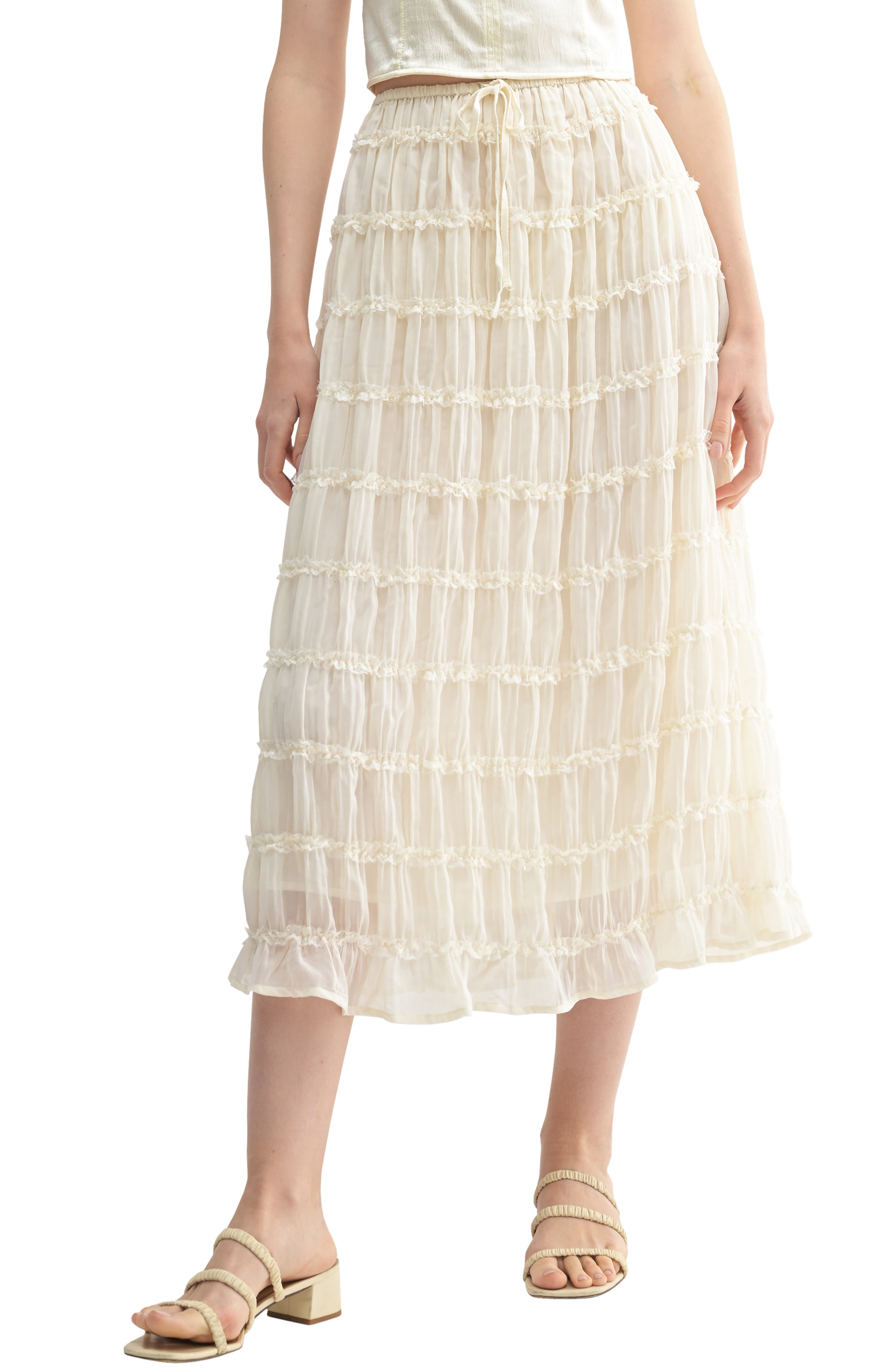 Lush Ruffle Tiered Midi Skirt