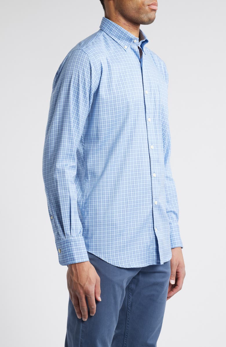 Peter Millar Caspian Check Stretch Cotton & Modal Blend Button-Down Shirt, Alternate, color, Blue Freesia