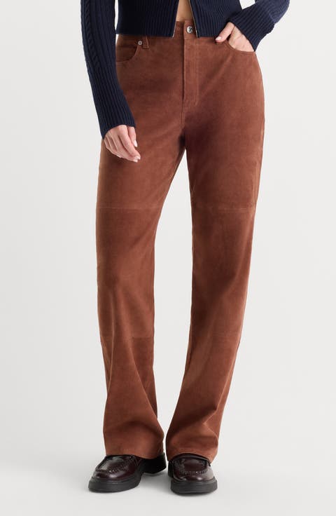 Good True High Waist Straight Leg Suede Jeans