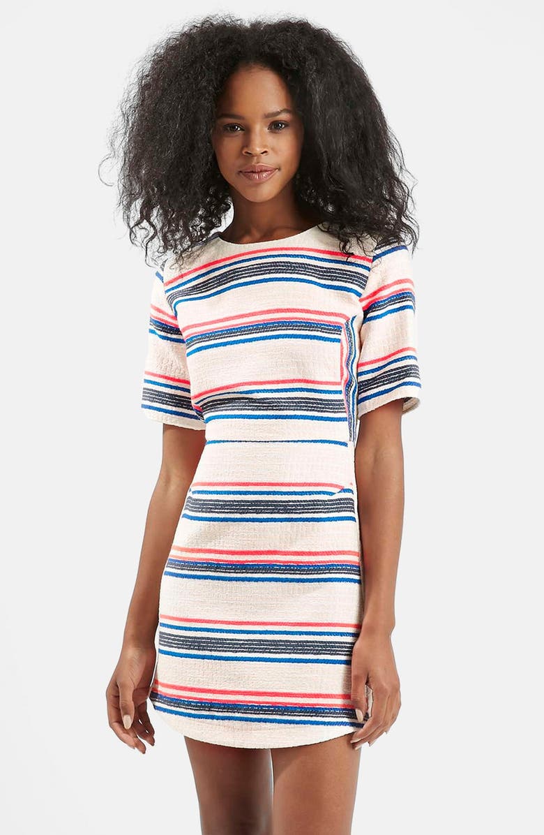 Topshop Stripe Jacquard A-Line Dress, Main, color, 