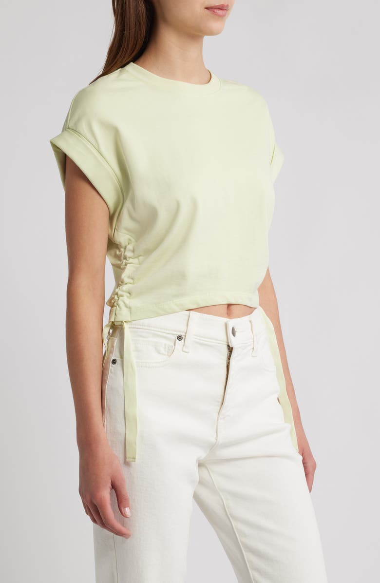 AllSaints Mira Ruched Cotton T-Shirt, Alternate, color, Jade Green