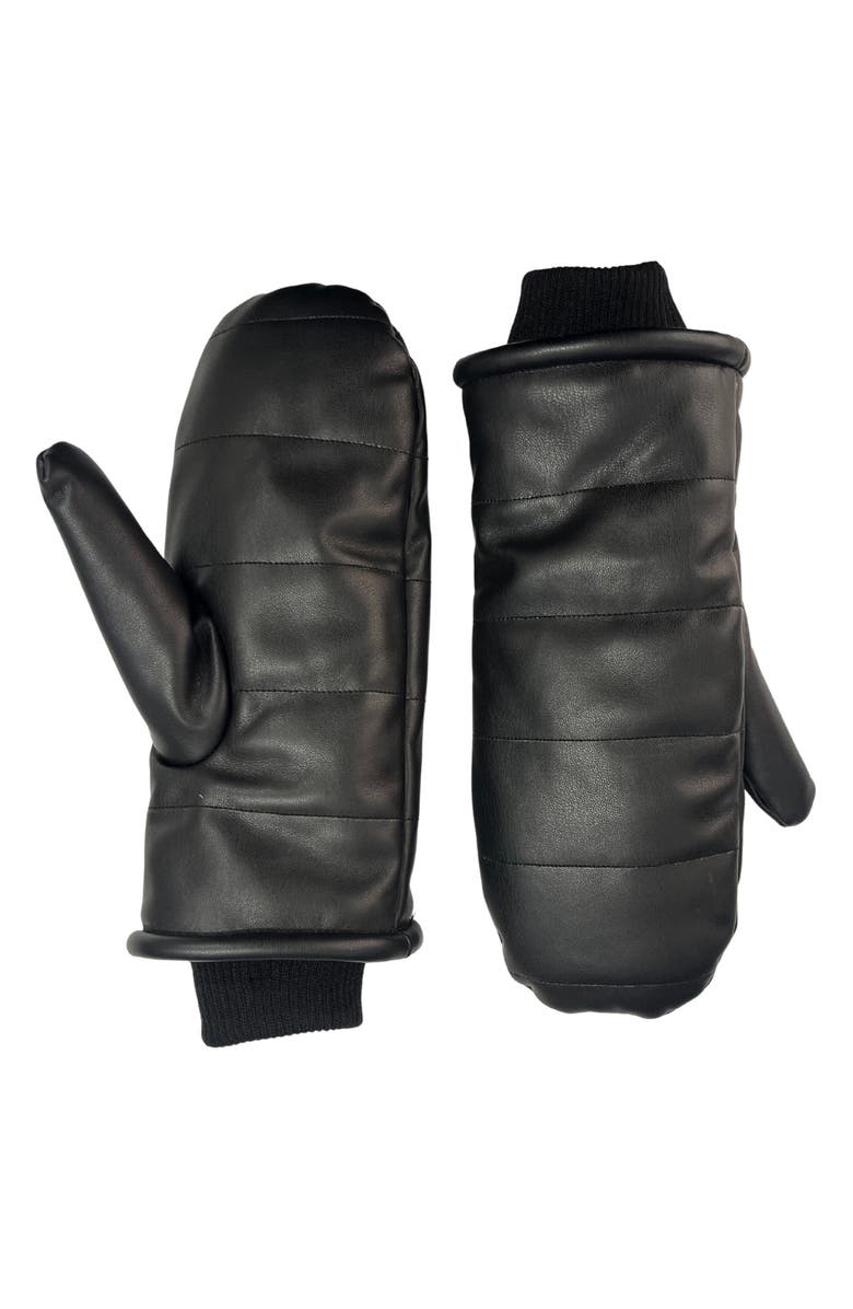 MARCUS ADLER Faux Leather Mittens, Main, color, Black