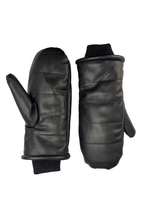 Faux Leather Mittens