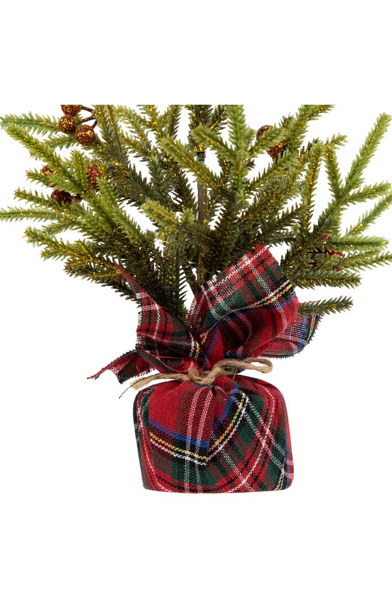 Northlight Mini Glittered Pine with Berries Artificial Christmas Trees - 9" - Set of 3, Alternate, color, Green