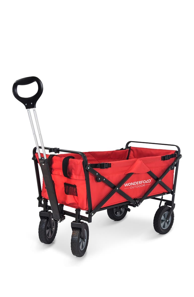 WonderFold Utility Folding Wagon with Stand - Red, Main, color, Red