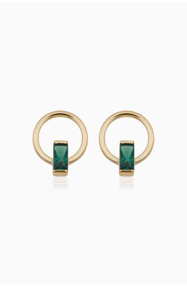 Oradina 14K Gold Bella Studs Earrings, Main, color, Yellow Gold - Green Zirconia