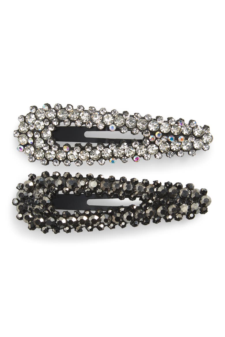 2-Pack Crystal Hair Clips, Main, color, CRY/BLKDIA