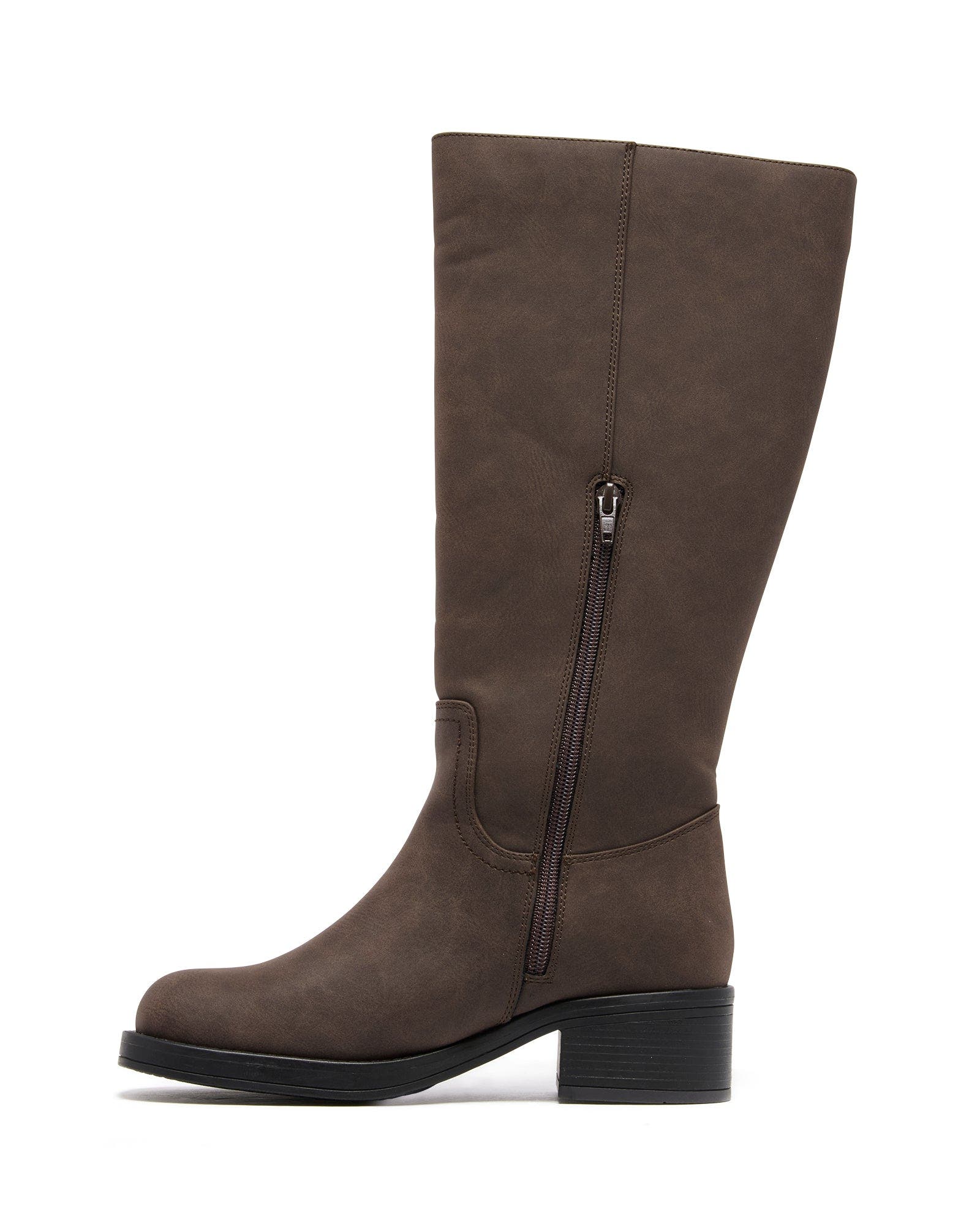 Fever Square Toe Tall Boot, Alternate, color, Chocolate Pu