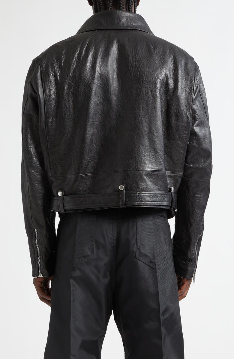 Rick Owens Leather Dracubiker Jacket, Alternate, color, Black