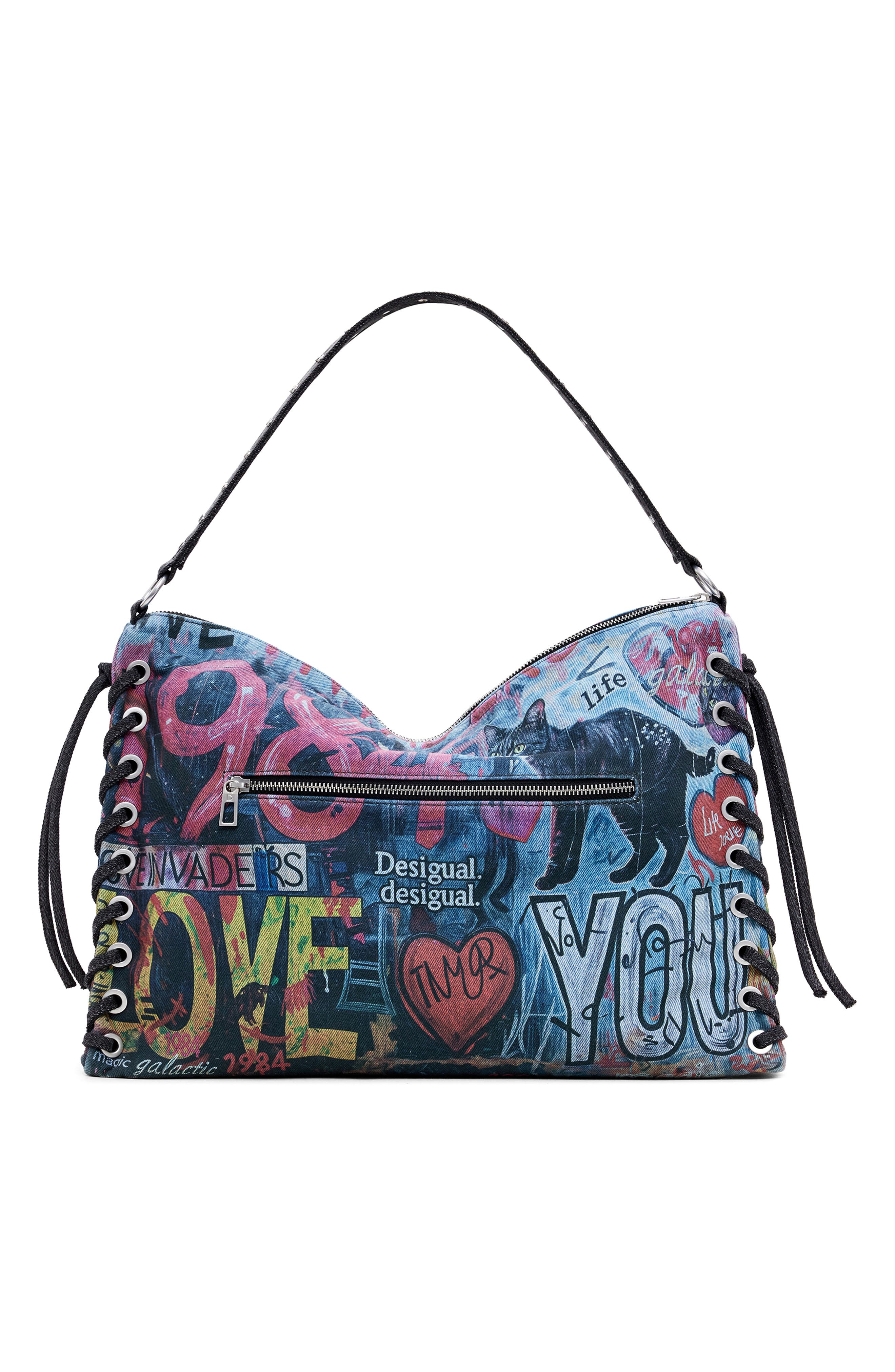 Desigual Denim Shoulder Bag, Alternate, color, 