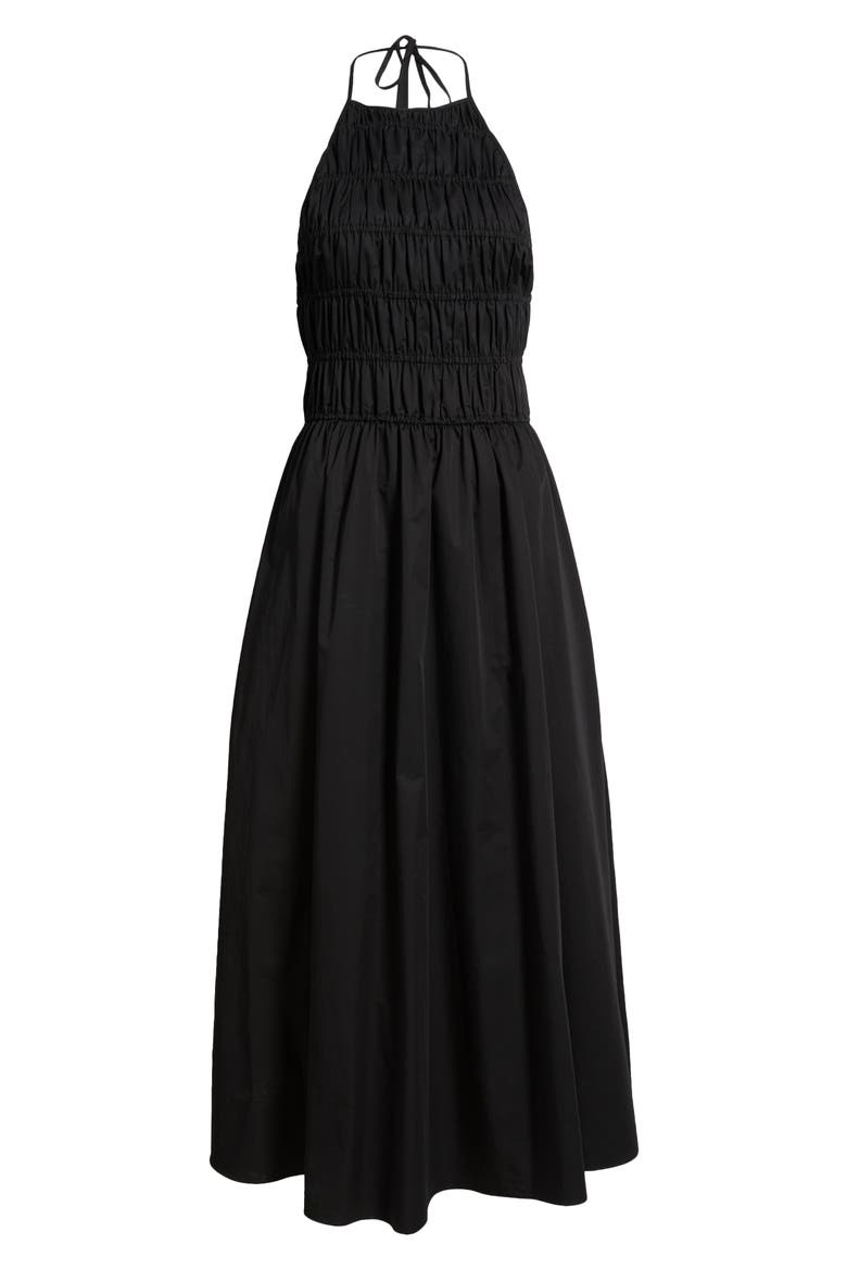 The Meira Halter Neck Cotton Sundress, Alternate, color, NOIR