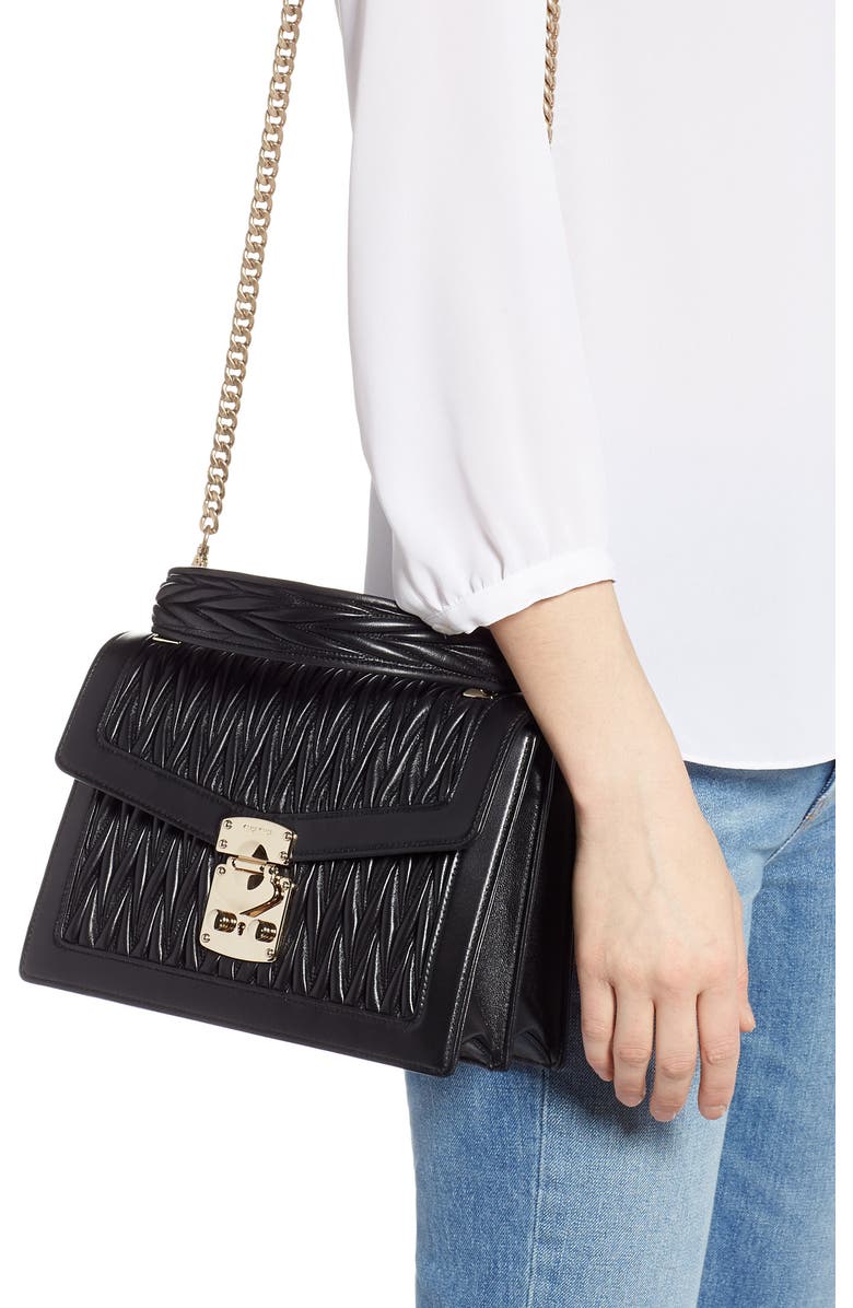 Miu Miu Confidential Matelassé Quilted Lambskin Leather Top Handle Bag, Alternate, color,