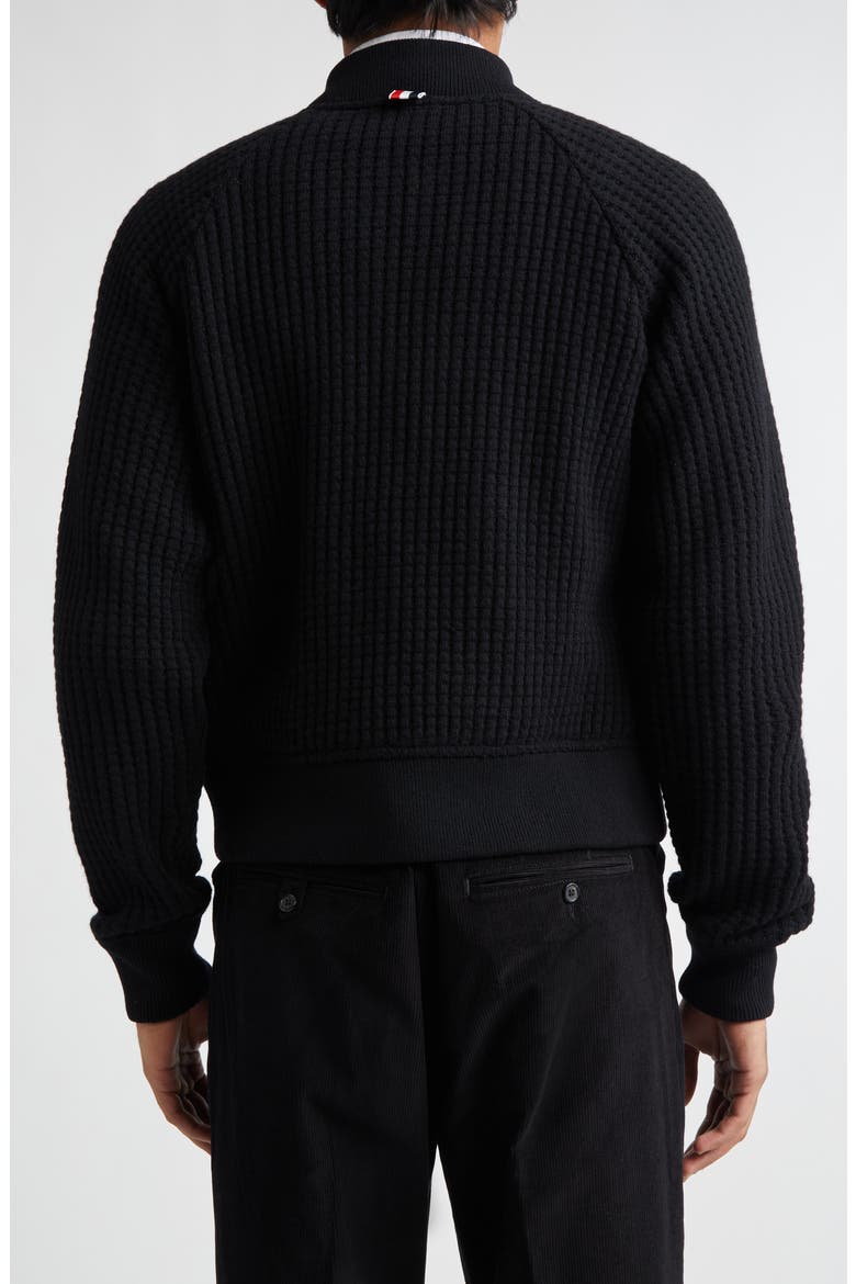 Raglan Wool Bomber Cardigan, Alternate, color, BLACK