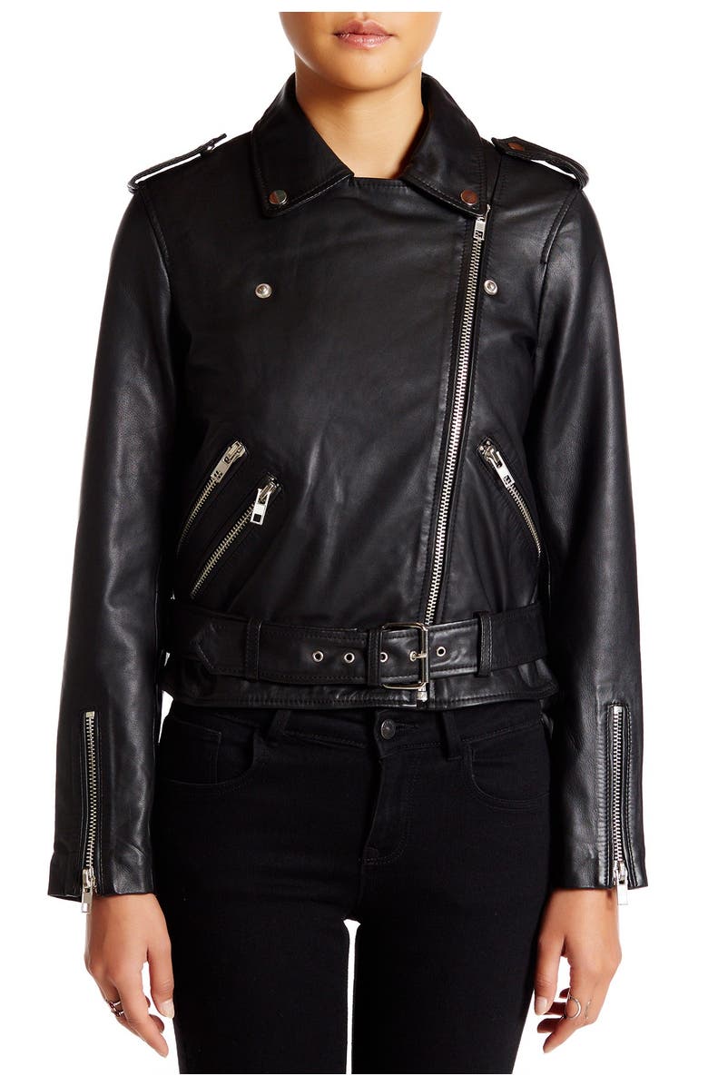 Walter Baker Allison Leather Moto Jacket, Alternate, color, Black