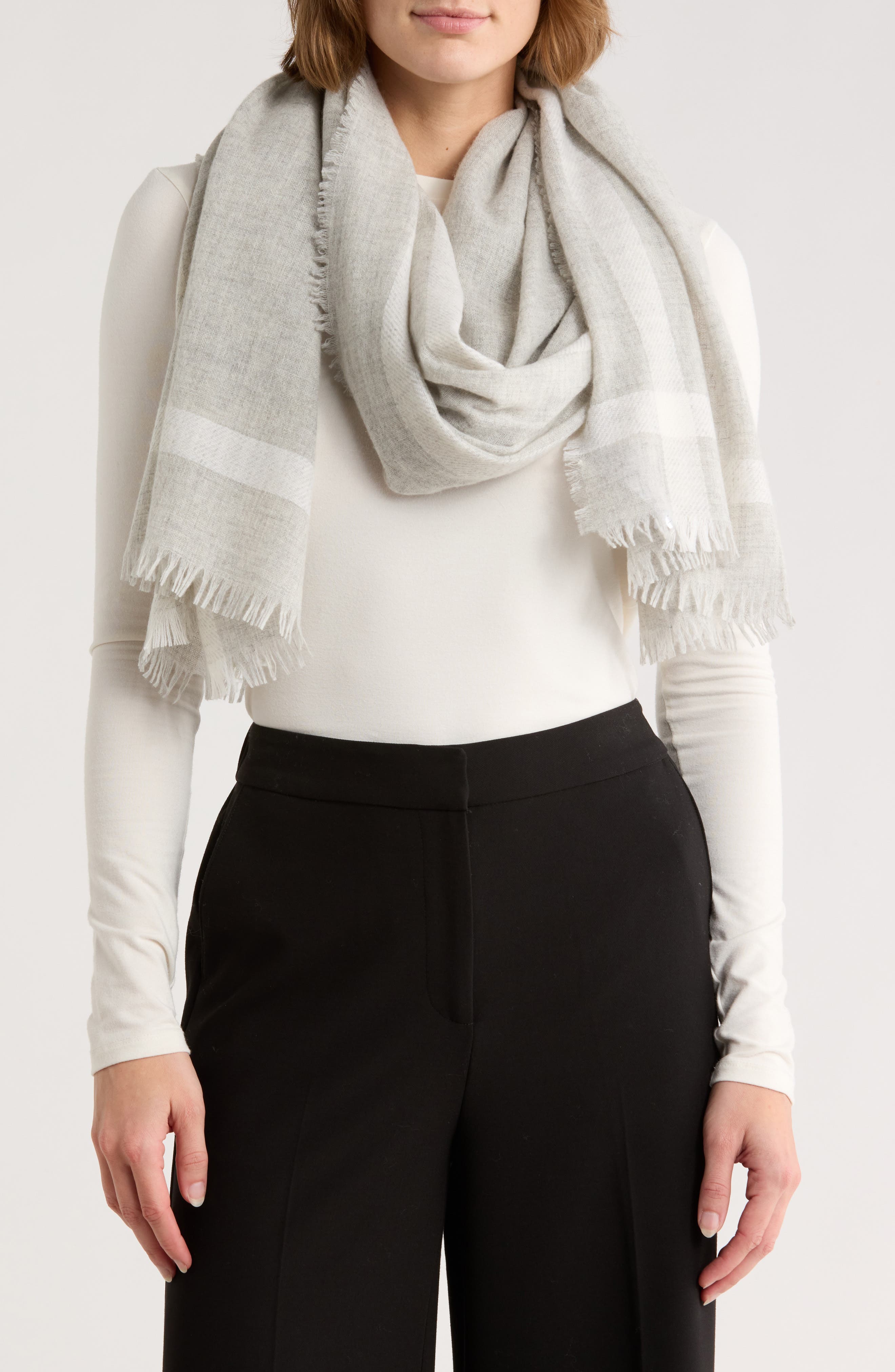 Vince Wool & Cashmere Stripe Scarf