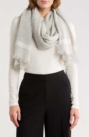 Vince Wool & Cashmere Stripe Scarf In Gray