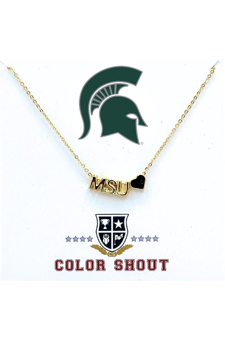 Michigan State University Gold Heart Necklace, Main, color, Yellow Gold