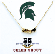 Color Shout Michigan State University Gold Heart Necklace