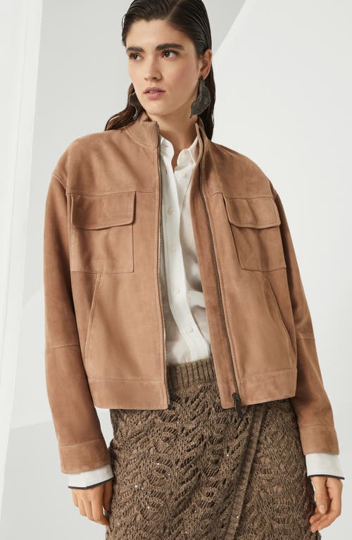 Brunello Cucinelli Couture Suede Jacket In Rust Brown