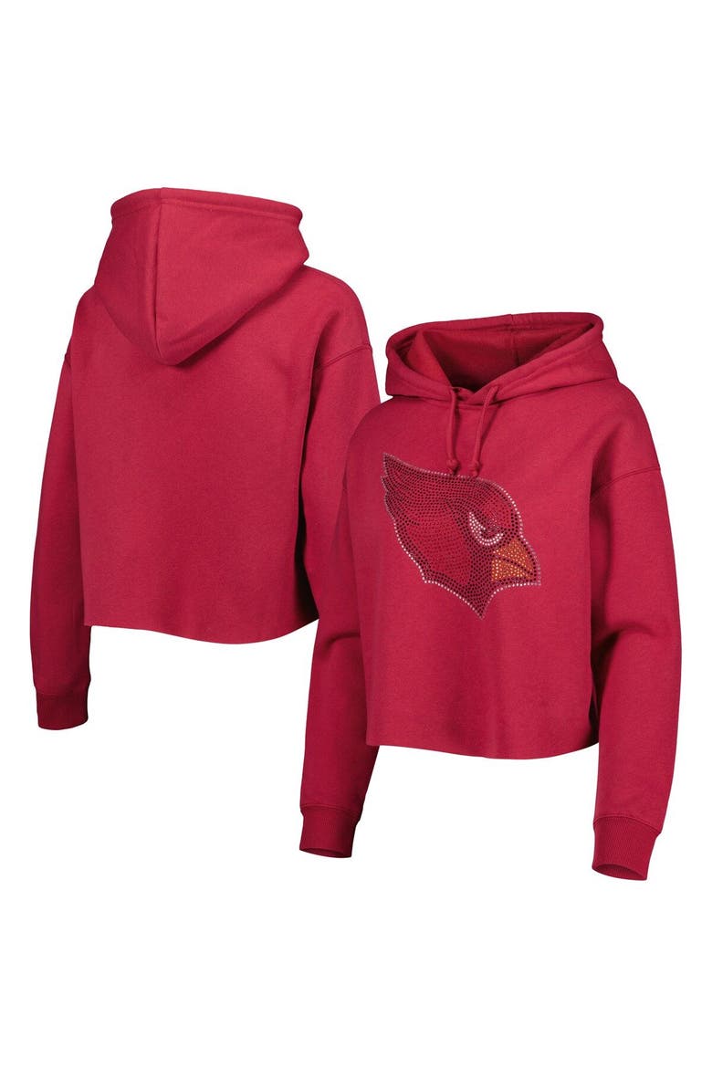 Women's Cuce Cardinal Arizona Cardinals Crystal Logo Cropped Pullover Hoodie, Main, color, Cardinal