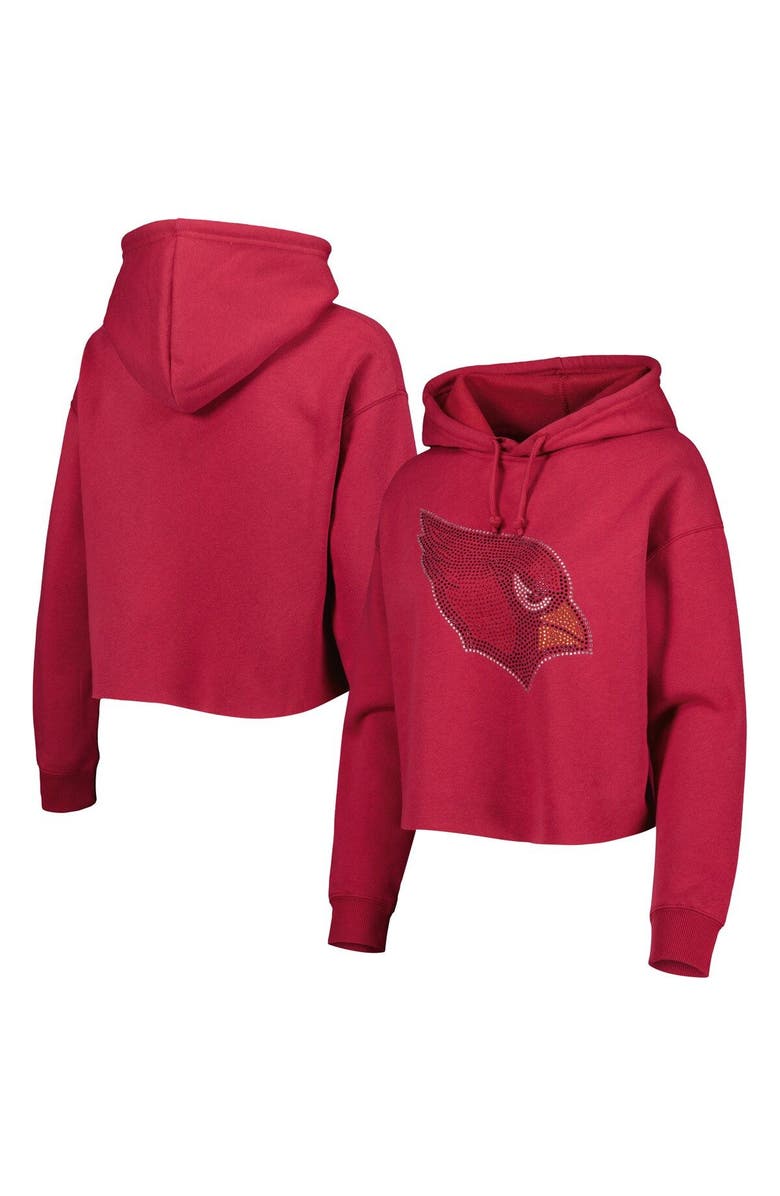 CUCE Women's Cuce Cardinal Arizona Cardinals Crystal Logo Cropped Pullover Hoodie, Main, color, Cardinal