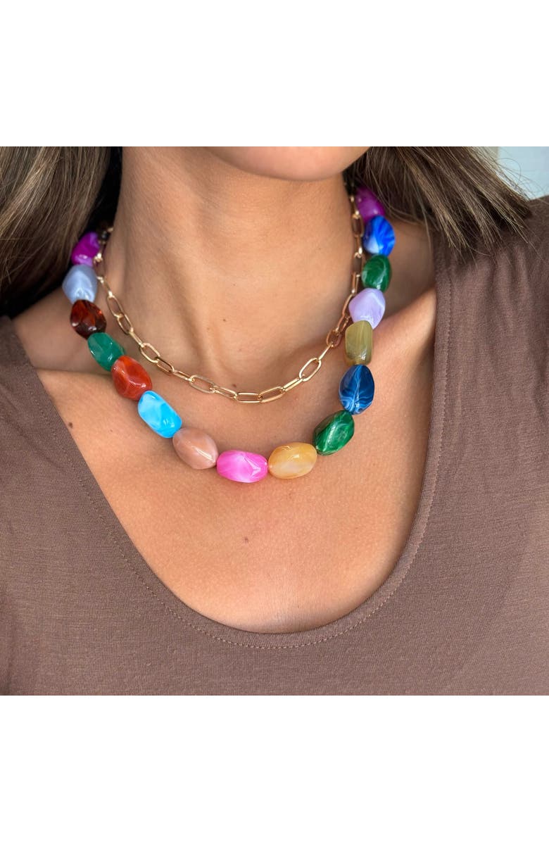 BY ADINA EDEN Gold Chain & Multicolor Bead Necklace, Alternate, color, Multi-Color
