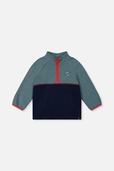 Quarter Zip Mock Neck Side Pocket Top