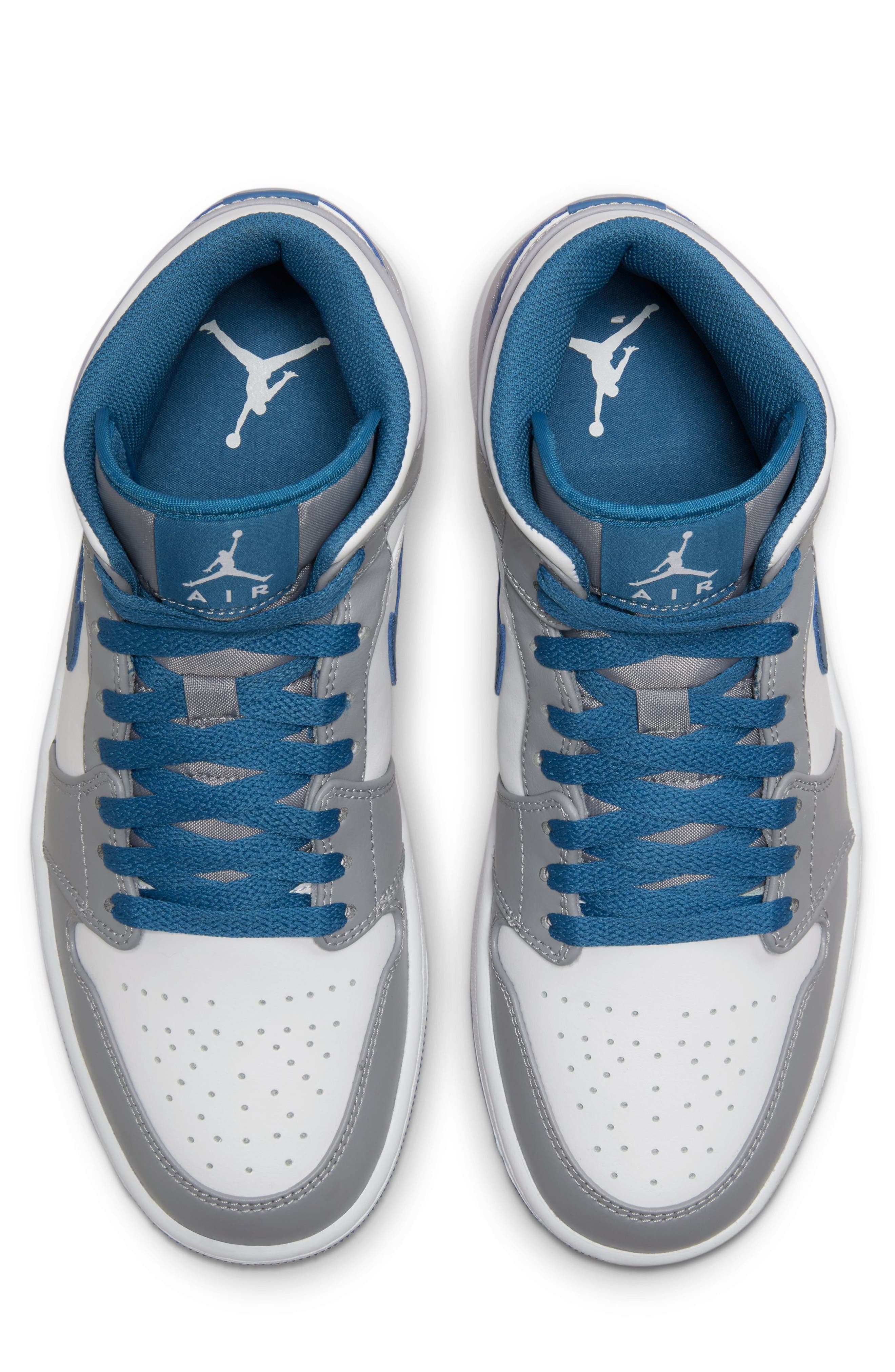 Air Jordan 1 Mid Basketball Sneaker, Alternate, color, CEMENT GREY/ WHITE