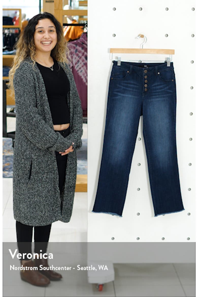 Button Front High Waist Crop Flare Jeans video