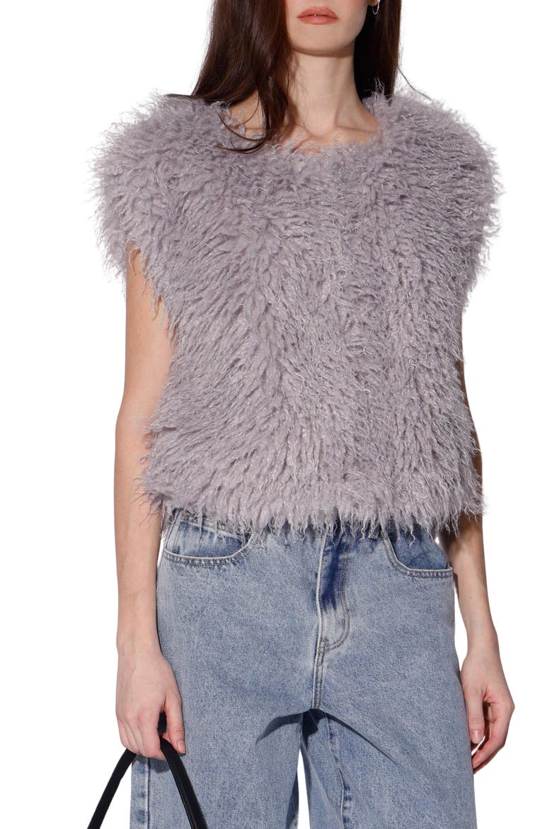Bellamy Faux Fur Vest, Main, color, LIGHT GREY