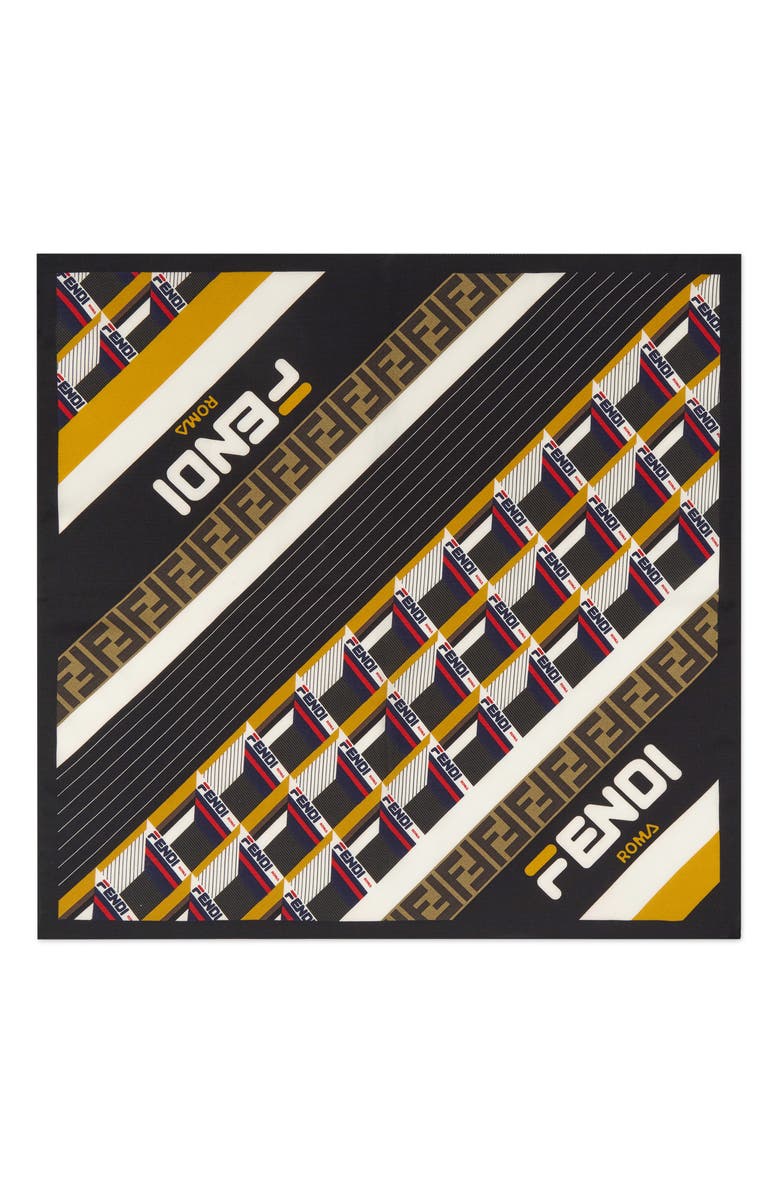 Fendi x FILA Print Square Cotton & Silk Scarf, Main, color,