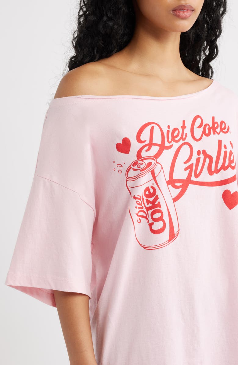 GOLDEN HOUR Diet Coke Girlie One Shoulder Graphic Cotton T-Shirt, Alternate, color, Romance Rose