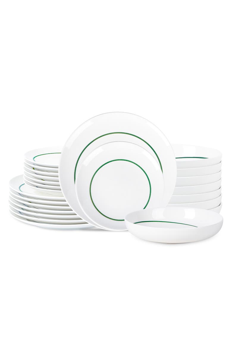 Luna Porcelain 24-Piece Dinnerware Set, Main, color, Green