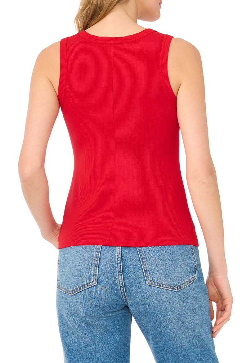 Fitted Ribbed Tank Top, Alternate, color, SALSA