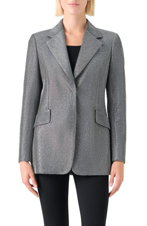 Metallic Bird's Eye Knit Blazer