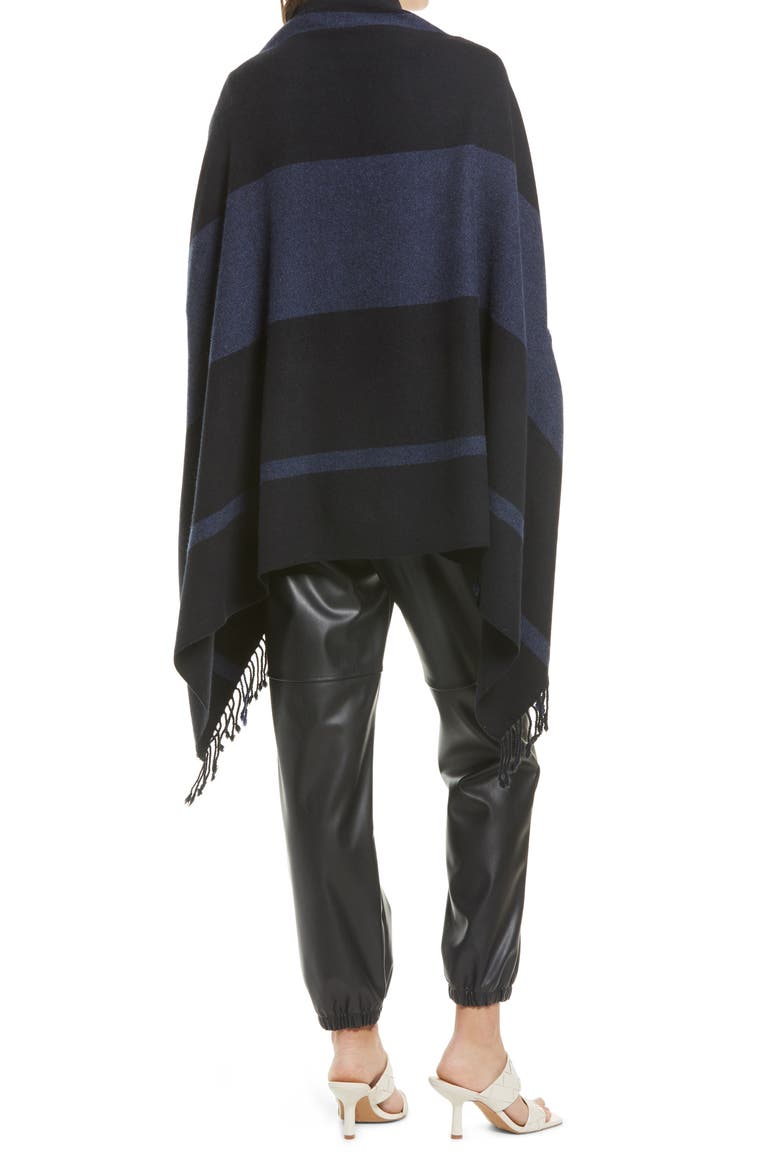 Stripe Wool & Cashmere Wrap, Alternate, color, BLACK COMBO