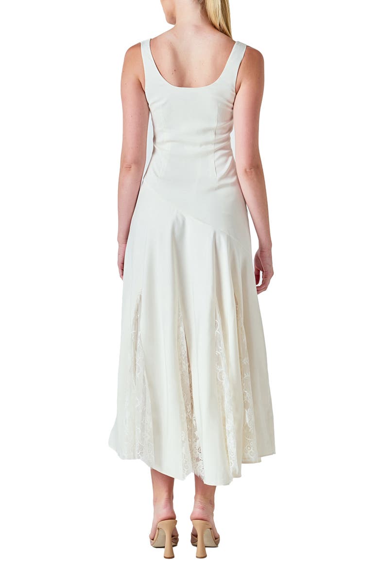 Lace Inset Satin Dress, Alternate, color, IVORY