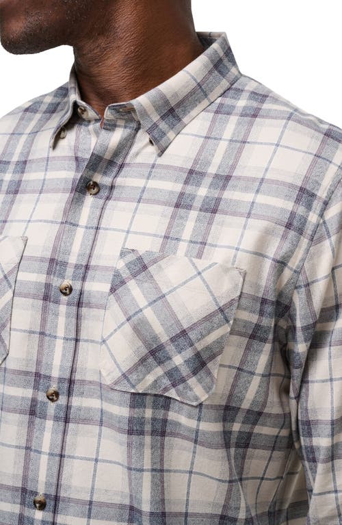 Travismathew Cloud Plaid Flannel Button-up Shirt In Oxford Tan/plum