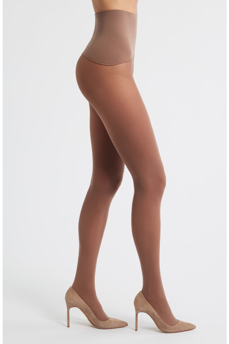 Yoga Waist Opaque Tights, Main, color, COCOA
