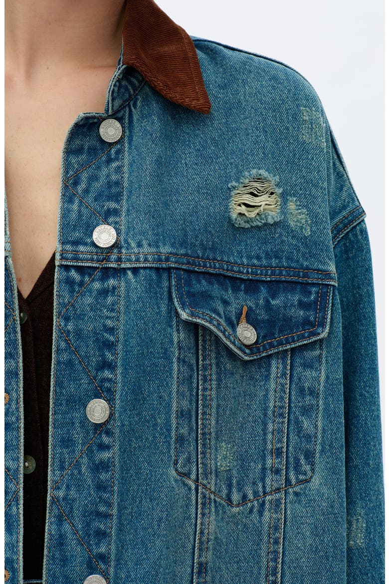 Distressed Oversized Denim Jacket, Alternate, color, RETRO MEDIUM BLUE