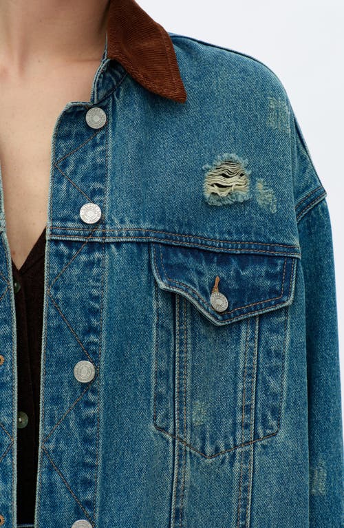 Bayeas Distressed Denim Jacket In Blue