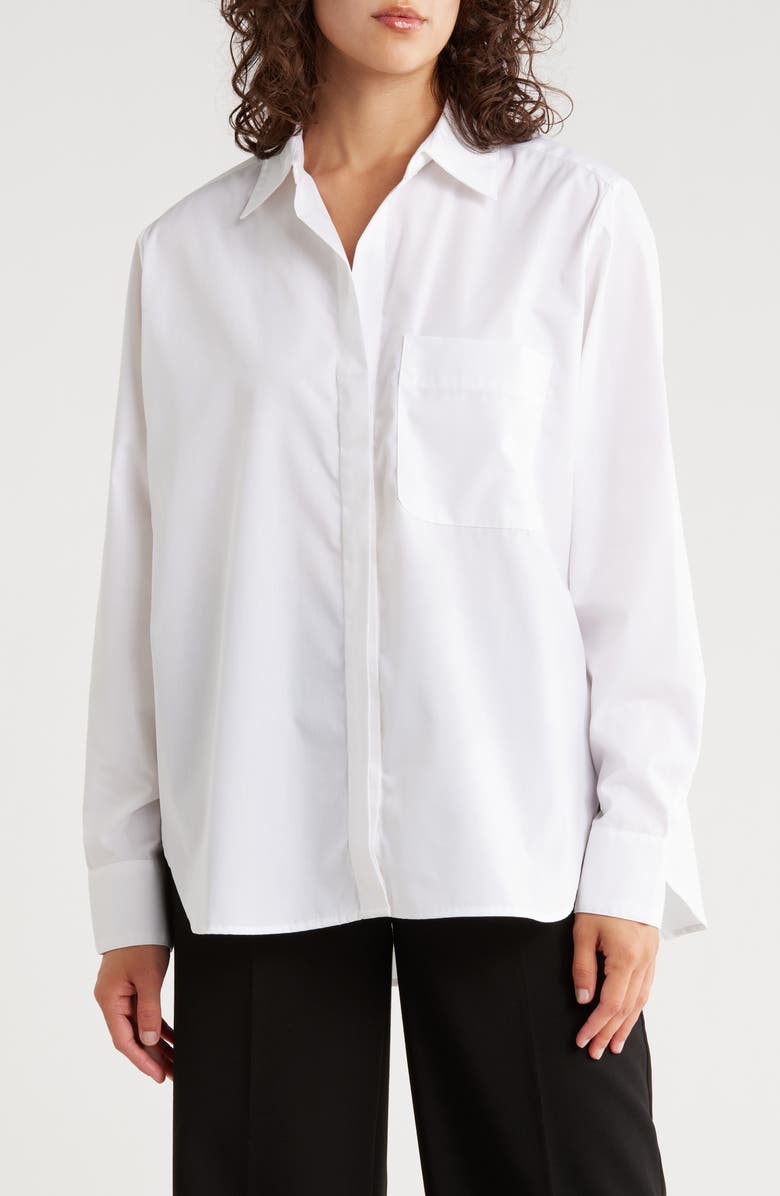 French Connection Oversize Long Sleeve Button-Up Shirt, Main, color, Linen White