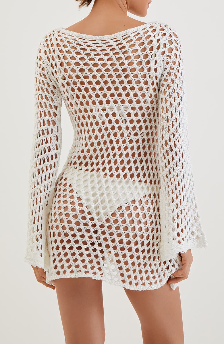 ViX Paula Hermanny Belle Crochet Long Sleeve Cotton Cover-Up Dress, Alternate, color, 