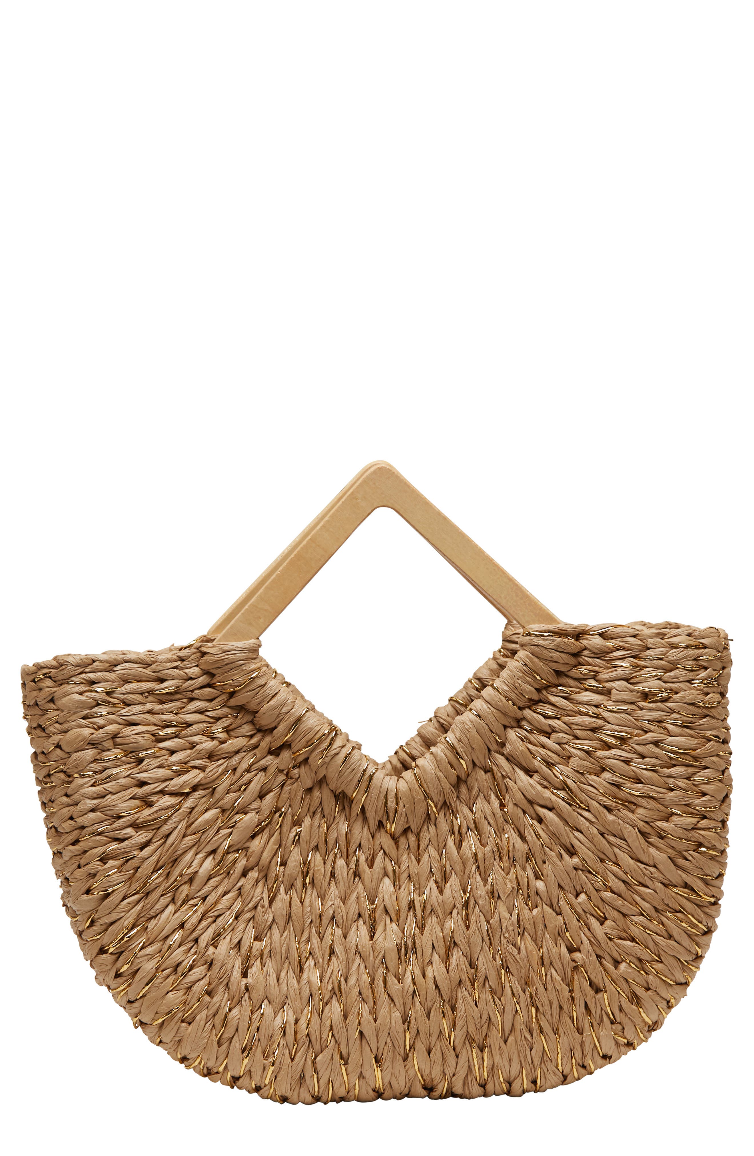 BTB Los Angeles Ivy Crochet Straw Tote, Main, color, 