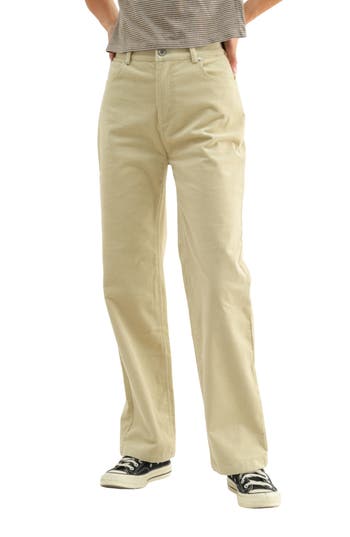 Wishlist High Waist Corduroy Straight Leg Pants In Champagne