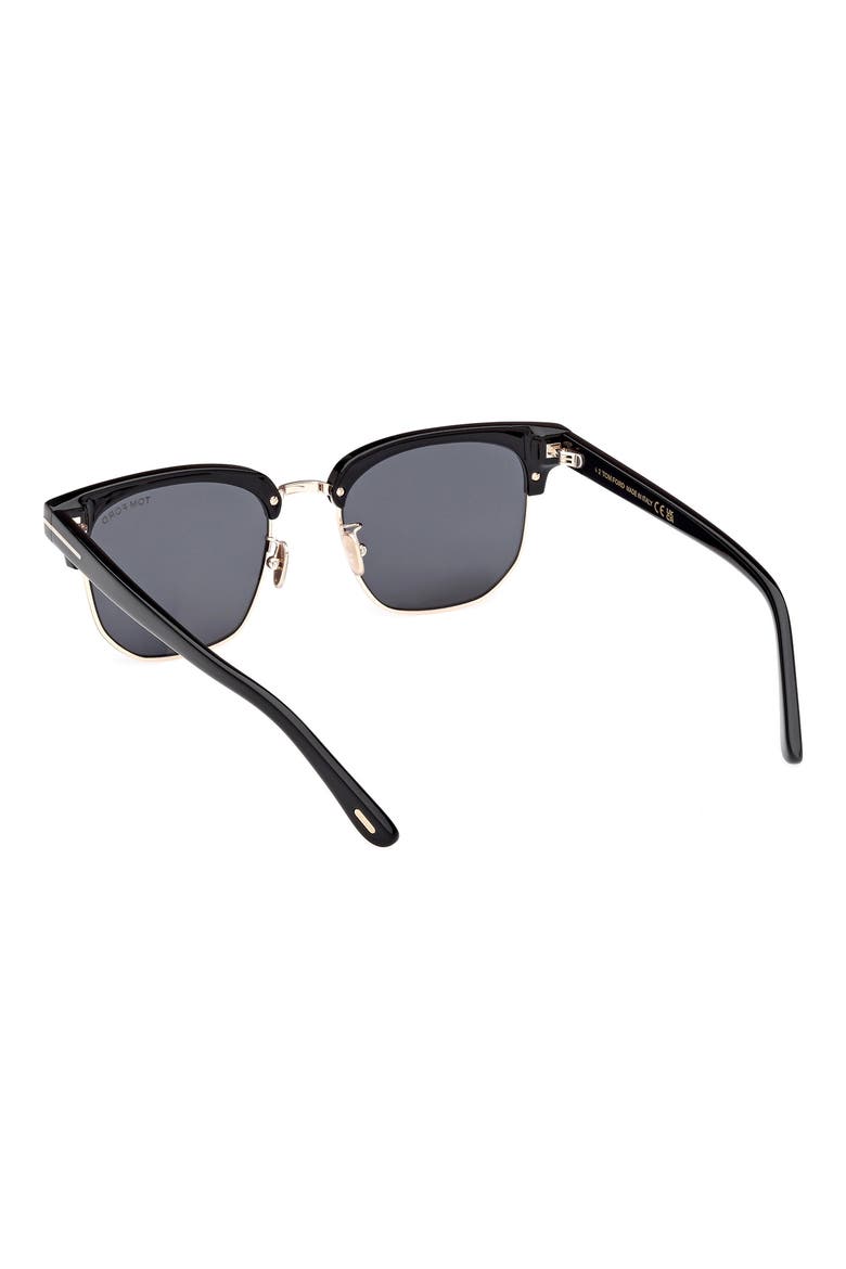 54mm Square Sunglasses, Alternate, color, SHINY BLACK / SMOKE