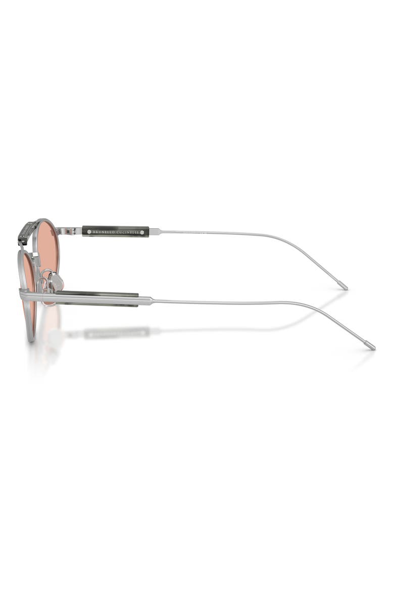 Brunello Cucinelli 55mm Round Sunglasses, Alternate, color, Silver / Chestnut