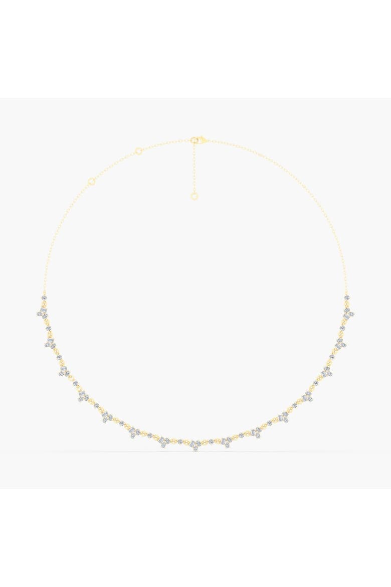 Multi Shape Cluster Half Tennis Lab Diamond Necklace in 14K, Main, color, Yellow Gold